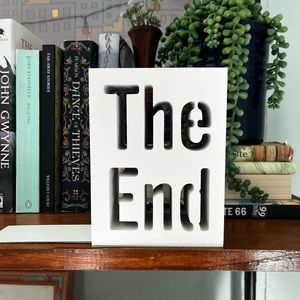 “The End” White Block Bookend